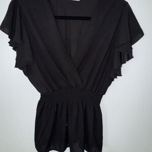Jon & Anna Black Flutter Sleeve Blouse